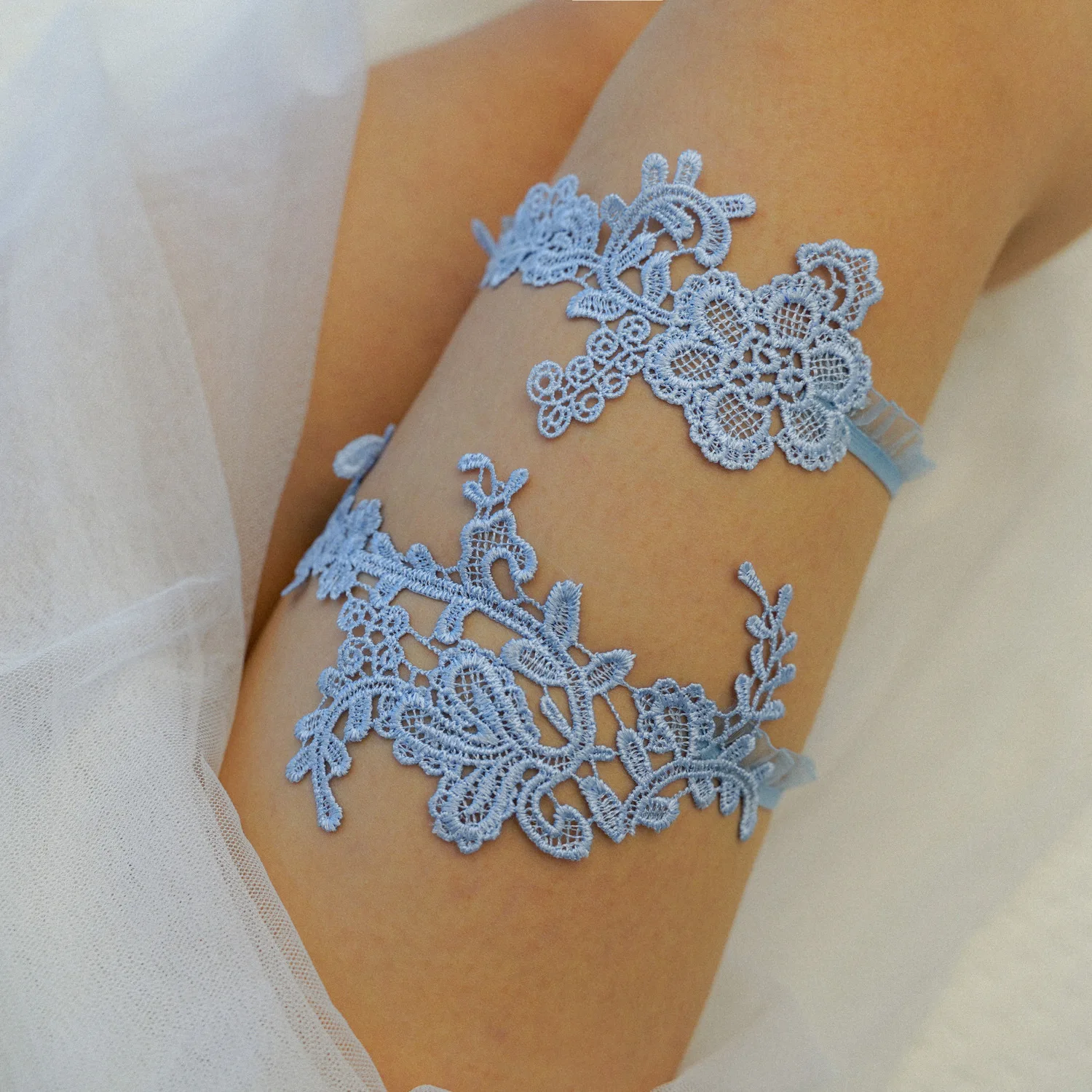 Sky Blue Wedding Garters Set L - Garter Belt Set ulasan dan harga