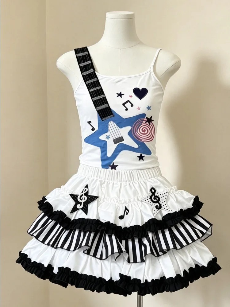 Retro 2000s Harajuku Two Piece - Cami Top Lace ulasan dan harga