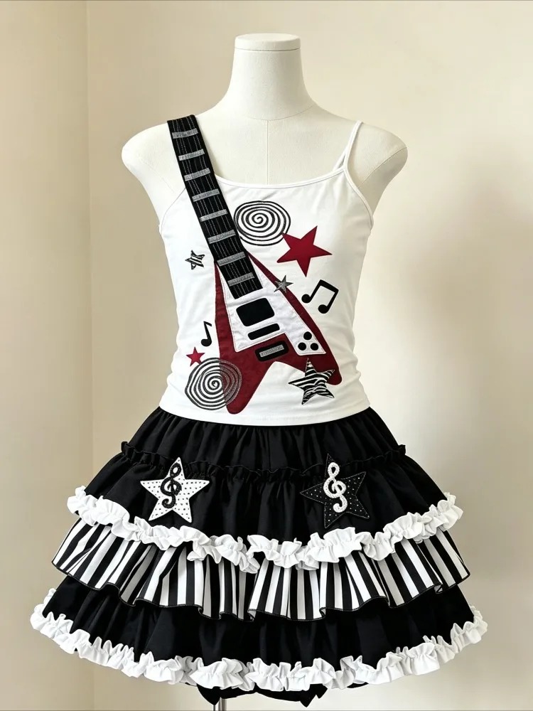 Retro 2000s Harajuku Two Piece - Cami Top Lace ulasan dan harga