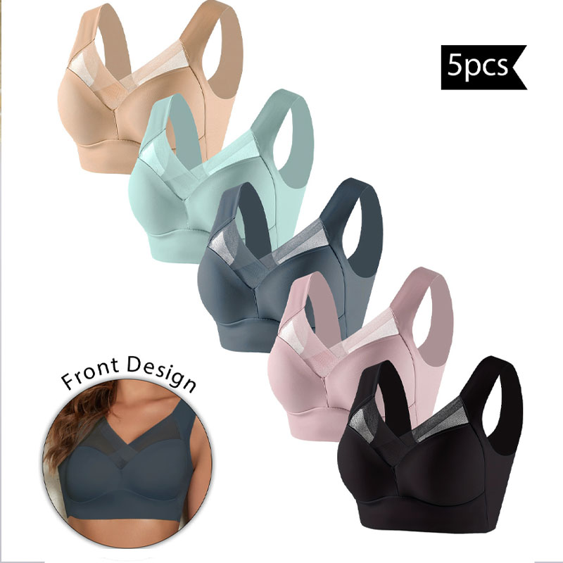 5PCS Women Sports Bras Full Cu - Bralette Wireless Soft ulasan dan harga