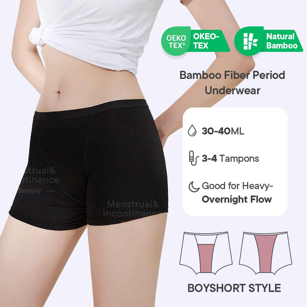 Bamboo Fiber Period Underwear  - Boyshort Underwear ulasan dan harga